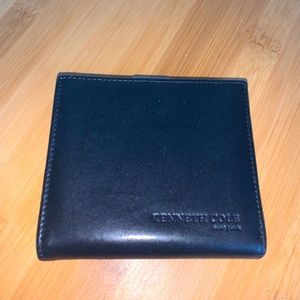 KENNETH COLE LEATHER WALLET Black Bi-Fold ID Credit Card Cash Coin Holder